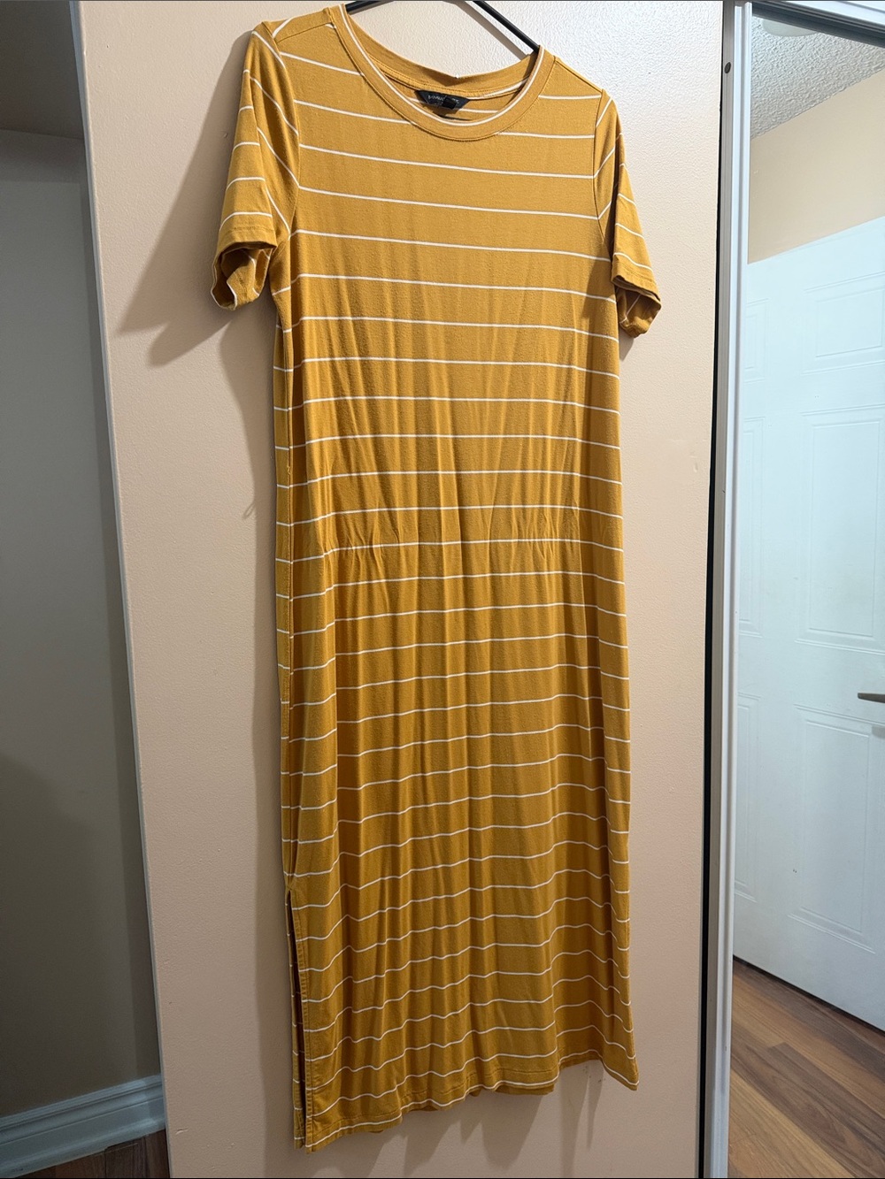 Mustard Yellow Striped T-Shirt Dress